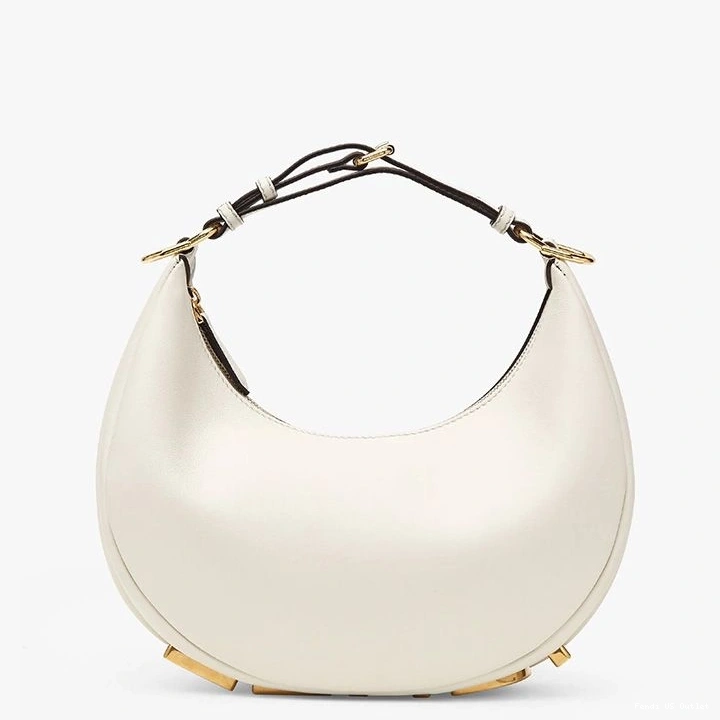 HOT Small Calf Fendi Leather In Hobo Bag Fendigraphy White 0721